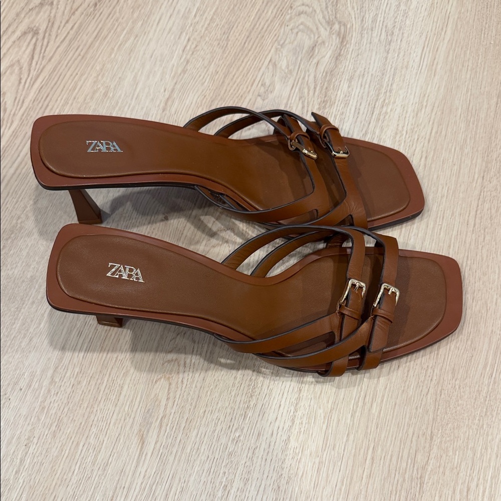 Zara Women's Tan Strappy Heels